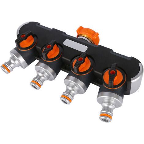 FOREHILL Lot de 1, GE1401-4, raccord de tuyau, distributeur d'arrosage à 4 voies, diviseur de tuyau avec interrupteur de commande pour l'arrosage simultané à 4 voies ou à 1 voie. (1/4)