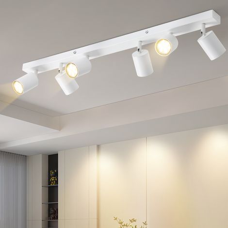 GBLY Deckenlampe, Weiße LED- 330 Grad schwenkbarer Deckenfluter für GU10-Deckenlampe, 6 Lampen, moderne Flurlampe mit industriellem Stil ohne Glühbirne im Lieferumfang enthalten.