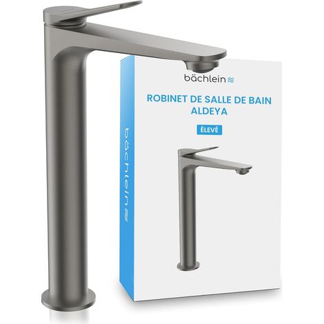 Modern design high bathroom tap, extra tall single-lever mixer tap for washbasin with mounting kit, bathroom tap, color: anthracite