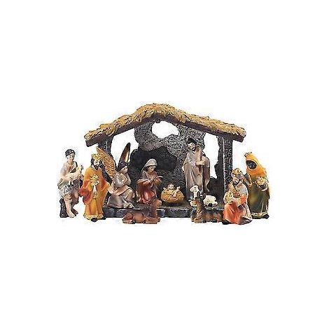 Weihnachtskrippen-Ornamente, realistische Jesus-Geburtsfiguren, Statuen-Set, Tischdekoration mit Figuren und Haus, ideales Weihnachtsgeschenk - NMAOV