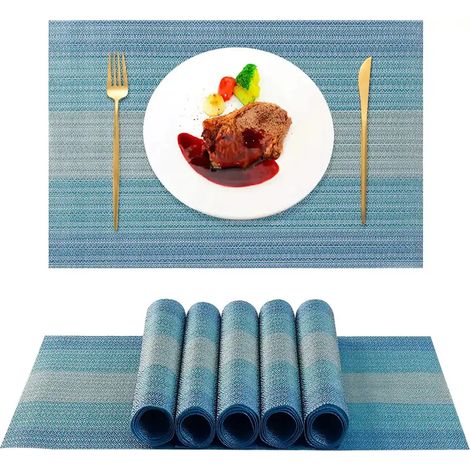 Tischsets für Esstisch, 6er-Set, waschbarer Stoff, hitzebeständig, rutschfest, PVC, wasserdicht, gewebt (1/5)