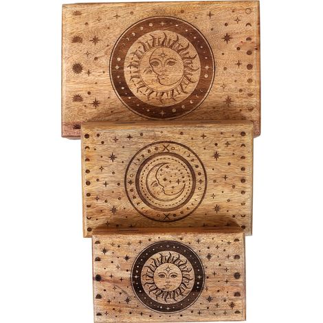 Signes Grimalt Caja Decoracion  Cajas Sol Y Luna 3 U Cajas Y Joyeros Marrón 17x25x9cm 30562