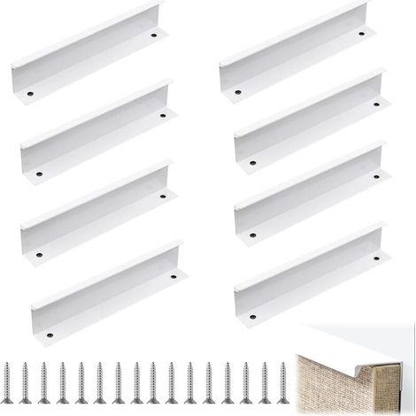 8Pcs Poignée Cuisine Invisible 150mm,Poignée Meuble Cuisine Invisible,Poignée Blanche pour meuble Idéales avec Un Style Epuré et Moderne,pour Placards,Armoires,Tiroirs de Cuisine