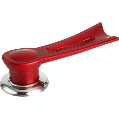 Bouton de couvercle vertical en bakélite rouge (150 mm) avec base en acier inoxydable – Bouton universel, résistant à la chaleur et vertical pour couvercles de wok en verre (1/4)
