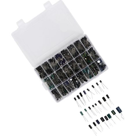 Kit 630 pièces 24 valeurs condensateurs électrolytiques aluminium 0,1µF à 1000µF, assortiment de composants électroniques (1/5)