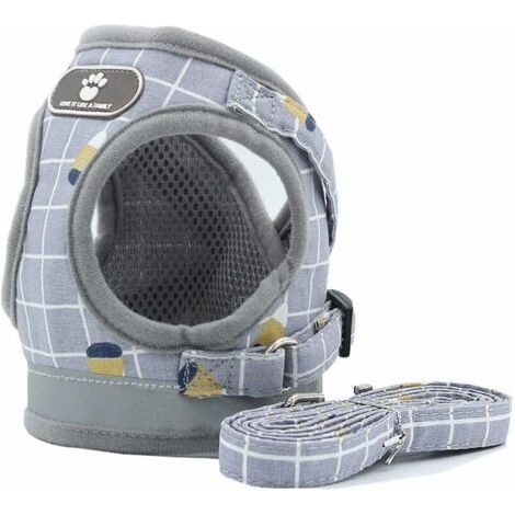 VtiziklAjustable Harnais Gilet RembourréRéfléchissant Doux Respirant Confortable Laisse pour Petit Chien Chiot MZ083 (L, Grey) (1/4)