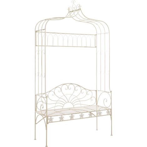 Garden Bench 122 cm Iron Antique White vidaXL (1/5)