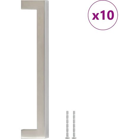Poignées d'armoire 10 pcs Poignée de meuble argenté 160 mm acier inoxydable CFW75129 (1/5)