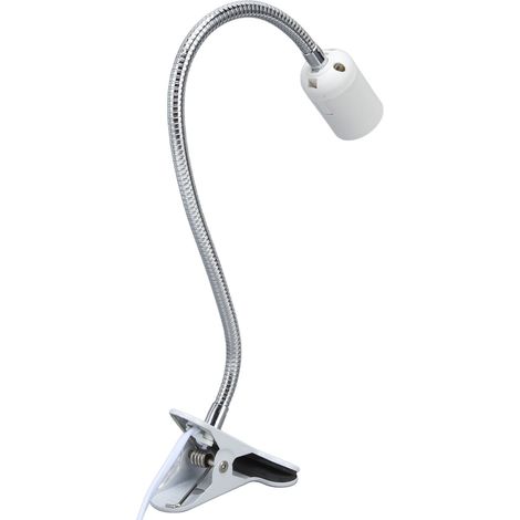 Klemmbare Tischlampenfassung E27/E26, weiß, 360° drehbarer Kopf, robustes Material, 100–240 V Netzteil, EU-Stecker (1/5)