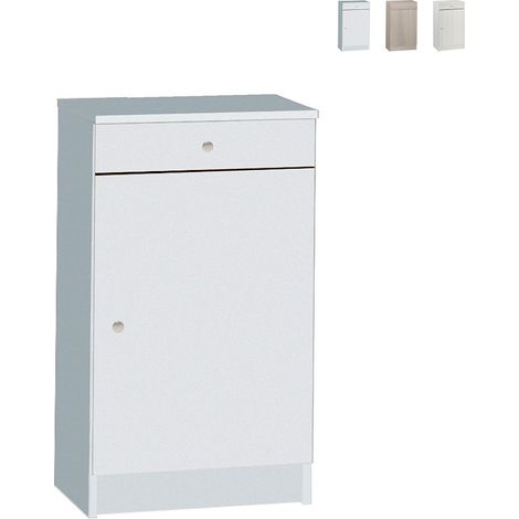Armario bajo multiusos con una puerta y un cajón Blanco 46x34x h80 cm (1/4)