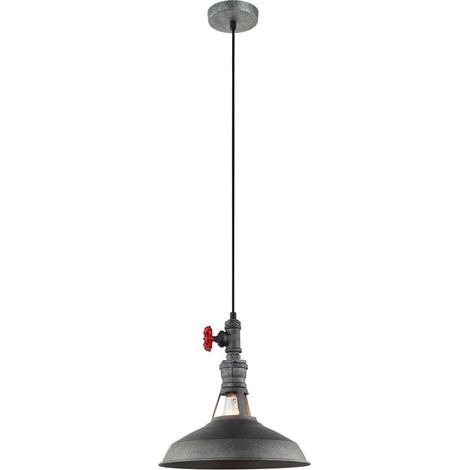 Italux Garibaldo - Lámpara colgante industrial y retro gris 1 luz con pantalla gris negro, E27