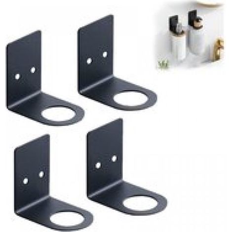 Dispensador de jabón de pared de 4 piezas, Soporte para bomba manual, Soporte de pared para botella de champú, Soporte de pared, Negro (1/5)