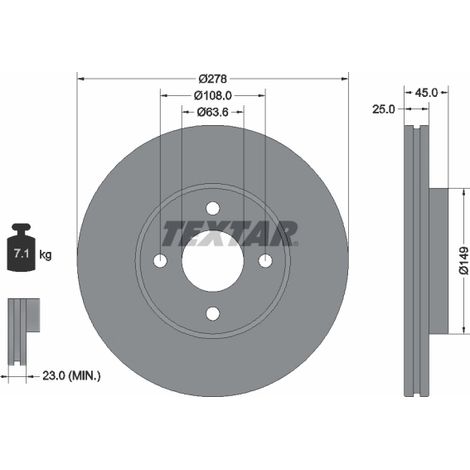 Lot de 2 Disques de frein Textar 92159003 FORD 1335684 1360273 1445625 7S4Z1125A