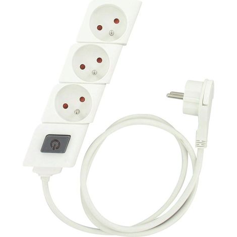 Multiprise 3 prises plates 16A – Fiche plate ultra-mince pour espaces restreints – Sécurité certifiée Dhome – Design moderne (1/5)