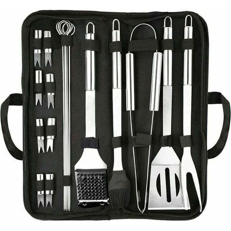 Barbecue charbonUstensiles Barbecue,20pcs Kit Barbecue Accessoire, Acier Inoxydable Outil de Barbecue, Premium Complète Accessoire Barbecue en Plein air Ustensiles pour Cadeau pour Jardin Voyage ou Ca (1/4)