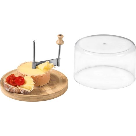 Fraiseur à fromage en bambou et cloche en plastique - Marron - D 22 cm - Livraison gratuite (1/2)