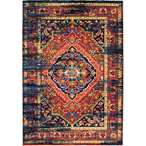 Tapis oriental 160x230 multicolore rectangle motif ancestral MADAL (1/4)