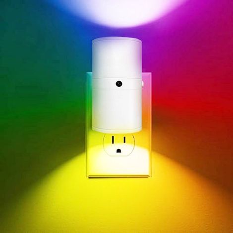 1 unidad, 16 colores, Luz nocturna LED con enchufe, Luz nocturna RGB que cambia de color con sensor de luz, 0-100LM, Pasillo, dormitorio, negro (1/5)
