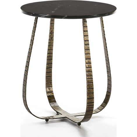 Table d'appoint 50x50x62 Marbre noir/Métal doré (1/3)