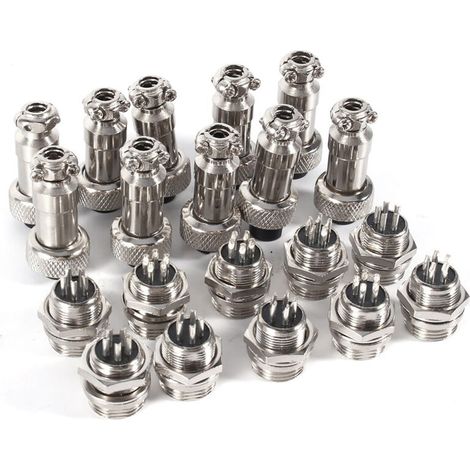 Lot de 10 connecteurs GX12 5 broches 12 mm pour aviation (mâle/femelle) à douille métallique