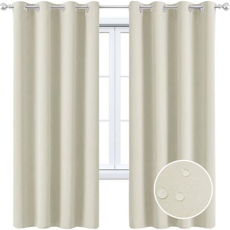 Rideau d'extérieur imperméable avec œillets - Protection solaire - Beige - Pour pergola, jardin, tonnelle - 132 x 160 cm (1/5)