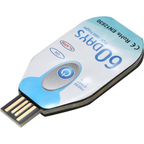 Enregistreur de données de température jetable USB 2.0 étanche (PDF), 60 jours, pour le respect de la chaîne du froid, destiné à l'industrie biologique et pharmaceutique. (1/5)