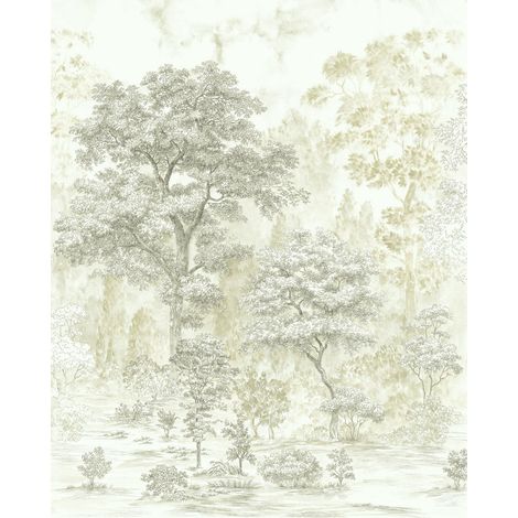 papier peint panoramique arbres beige - Komar (1/3)