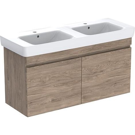 Meuble sous vasque + vasque céramique Geberit Renova Plan 1300x616x480 mm Noyer hickory (1/2)
