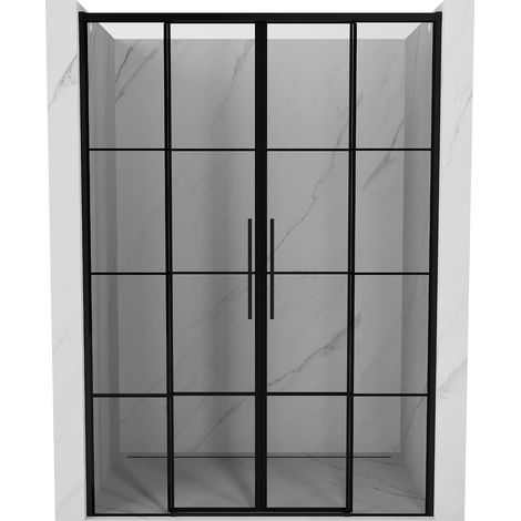 Mexen Rox Duschschiebetür 140 cm, schwarzes Gitter, schwarz - 8C2-140-002-70-77