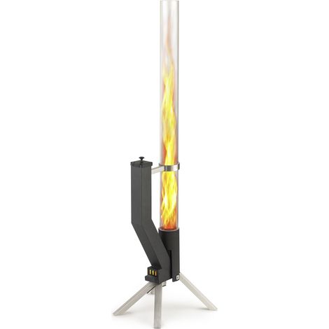 Gardenflare Klassik Feuerrohr Multicolor Edition Schwarz silber Fuß