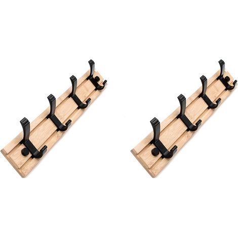porte-manteaux muraux - Porte-manteaux en bois noir avec 4 crochets (1/5)