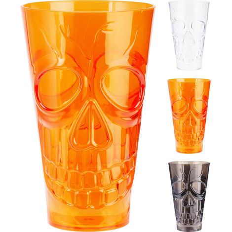 Bicchiere a forma di teschio, 550 ml, modello assortito (nero, arancione, bianco)