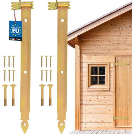 KOTARBAU® Juego de 2 bisagras de correa de 600 mm, acero galvanizado dorado, para puertas de garaje, persianas y cenadores.