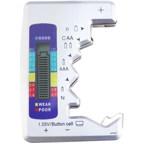 Testeur de Batterie Numérique Universel Mini testeur de batterie LCD testeur de capacité Checker for C AA AAA D N 9V 1.5V ButtonCell Small Mini Batteries (Argent) (1/5)