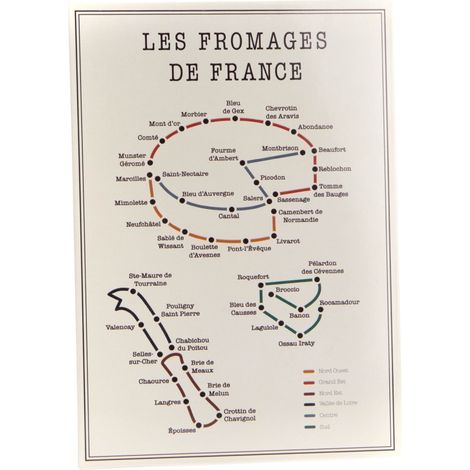 Amadeus - Plaque en métal des fromages de France