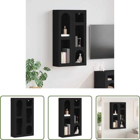 Wandregal -  Hängeschrank mit Regal Schwarz 59 x 20 x 100 cm Holzwerkstoff (1/5)