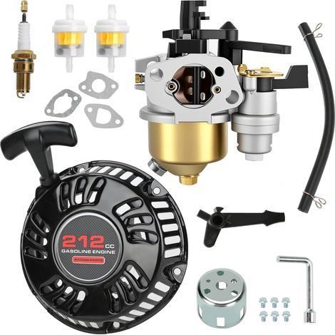 GX160 Rückstoßstarter und Vergaserbaugruppe passend für Predator 212cc 196cc 6,5 PS Motor GX200 GX120 Coleman CT200U BT200X Mini Bike KT196 Go Kart Generator Rasenmäherteile-Karteo (1/5)
