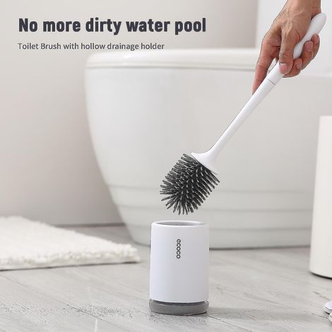 Ensemble brosse et support WC Ecoco : brosse WC, support de bonde creuse, brosse de nettoyage souple avec support.-AquaForge