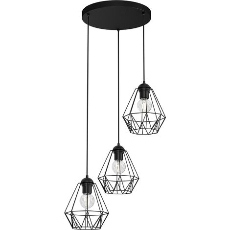 Suspension métal noire ronde Bergen Luminex 3xE27 Ø44