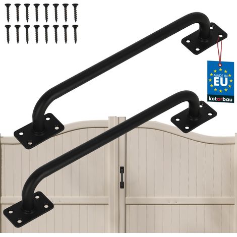 KOTARBAU® Lot de 2 Poignée de Porte de Jardin - Poignée de Porte Extérieure 300 mm - Poignee Porte Coulissante - Acier Thermolaqué - Noir (1/4)