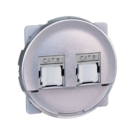 COMETE Double Prise RJ45 Multimédia STP Cat.6 Grade 3 SILVER EUR'OHM 61373