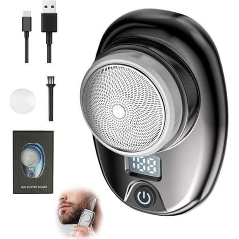 Rasoir Électrique Portable - 6 Lames Acier Inoxydable - Étanche IPX7 - Usage Humide Et Sec - USB Rechargeable - 6 H Autonomie - Noir (1/4)