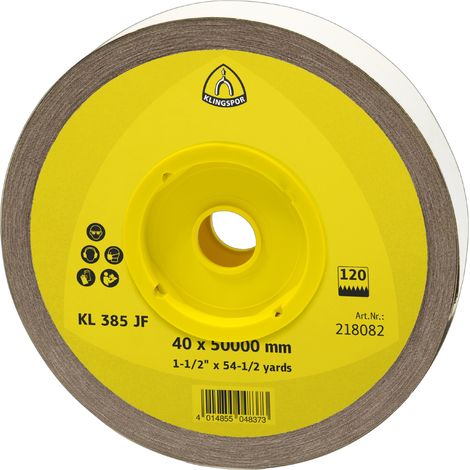 KLINGSPOR Schleifgeweberolle KL 385 JF 50 m x  40 mm Körnung 320 - 218088 (1/4)