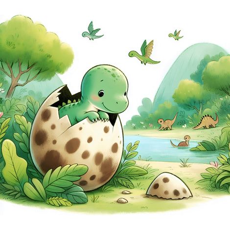 Papier peint panoramique Enfants - Bébé Dinosaure - 130 cm x 130 cm (1/2)