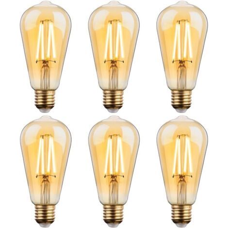 Vintage E27 LED-Glühbirne, 6 Stück, Edison E27 4W ST64 E27 Glühfaden, Retro-LED-Glühbirne, warmweiß, antik, für Zuhause, Restaurant, Café, Bar