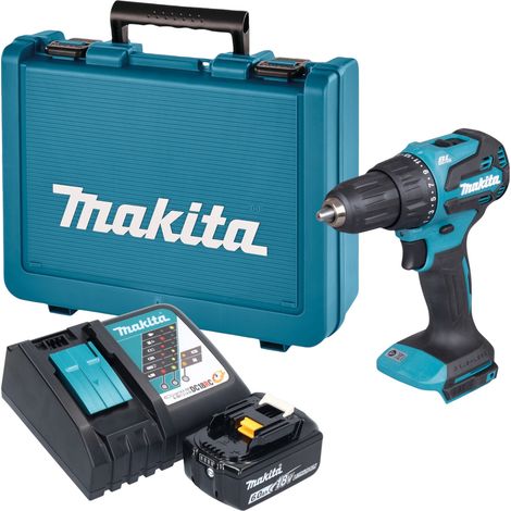 Taladro atornillador de percusión a batería Makita DHP 490 RG1E de 18 V y 65 Nm sin escobillas + 1 batería de 6,0 Ah + cargador + maletín (1/5)
