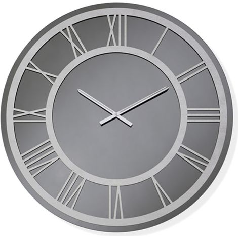 Orologio ETHAN rotondo D60 cm in cristallo Fume' e numeri Argento