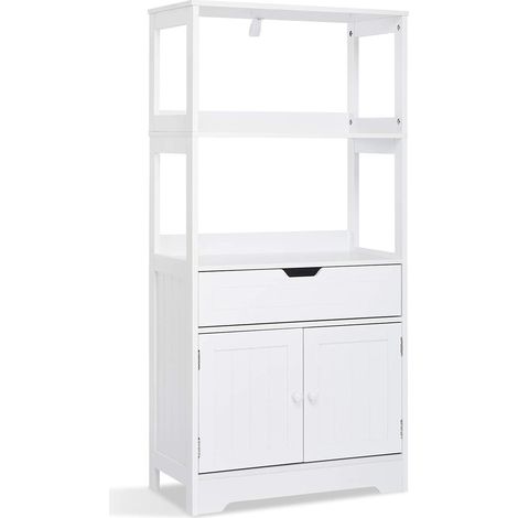 Mondeer Armadietto Alto e Midi per Il Bagno, Legno ingegnerizzato, Bianco, 60 x 30 x 121cm (1/5)