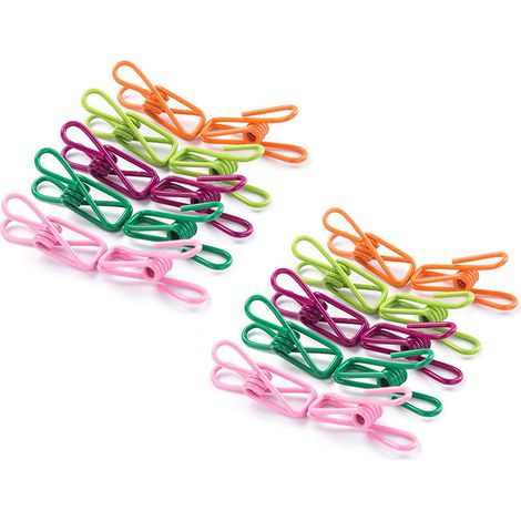 Clip Pour Sachet - Fil Acier 5 cm Avec Revêtement PVC - Aimanté Arrière - Pour Fermeture Étanche De Sachets Alimentaires - Lot De 12