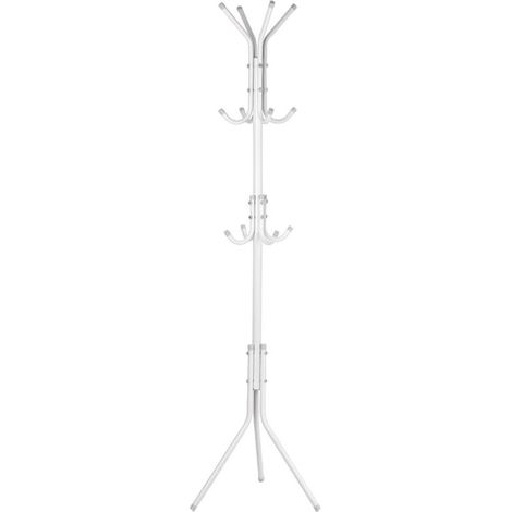SJLERST Porte-manteau en métal à crochets multiples, porte-chapeau, support d'arbre, cintre de sac à vêtements, organisateur pour chambre à coucher de maison (blanc) (1/5)